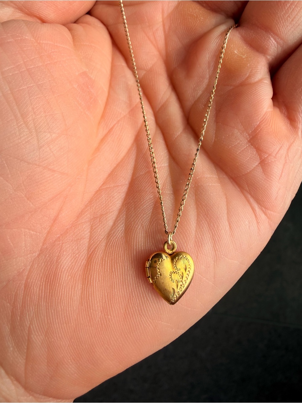 Gold Heart Locket Pendant Necklace for Women